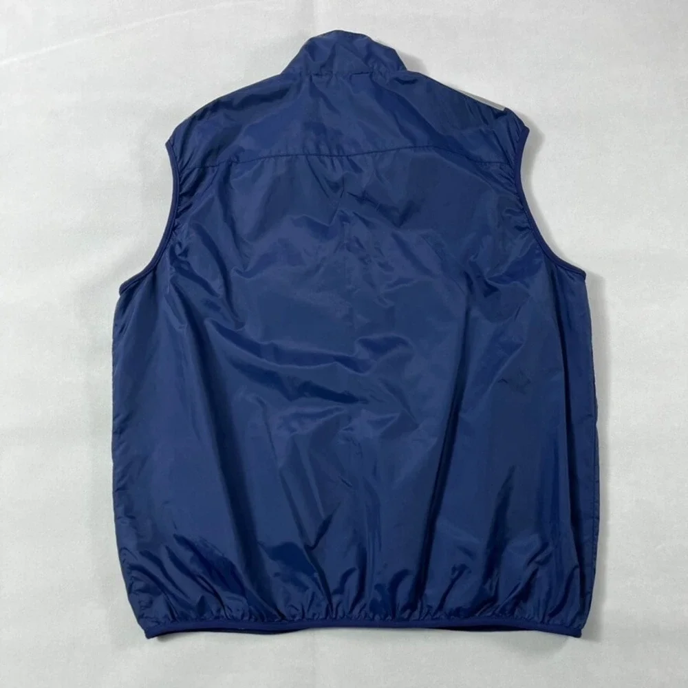 Ralph Laure Polo Jeans Co Vest Men Large Blue Nylon Full Zip Pockets Windbreaker